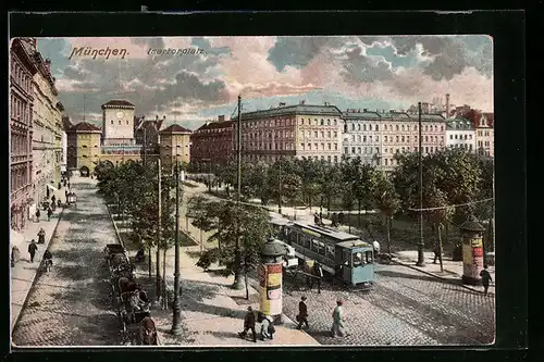 AK München, Strassenbahn am Isartorplatz