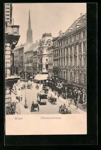 AK Wien, Kärntnerstrasse mit Passanten und Strassenbahn