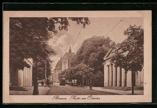 AK Bremen, Partie am Ostertor mit Strassenbahn