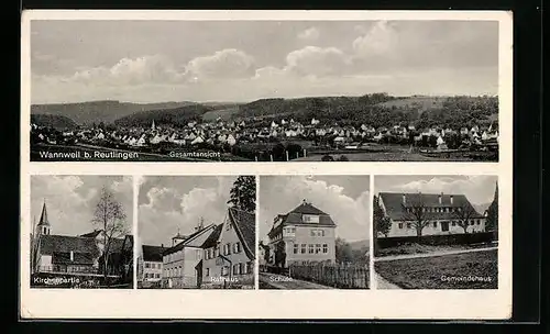 AK Wannweil, Schule, Gemeindehaus, Rathaus, Kirche, Gesamtansicht