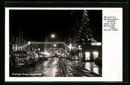 AK Geislingen /Steige, Partie in der Hauptstrasse mit Weihnachtsschmuck