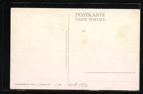 AK Essen, Gussstahlfabrik, Pressbau II, Innenansicht mit Fabrikarbeitern