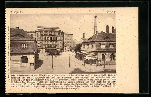 AK Berlin, Blick nach dem Victoriatheater in der Münzstrasse