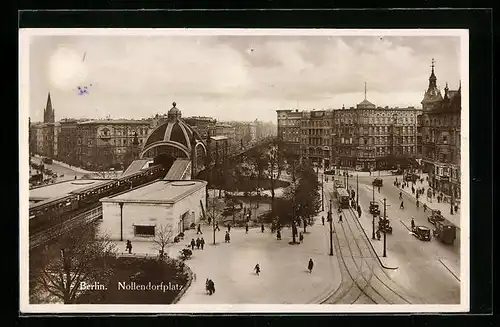 AK Berlin-Schöneberg, Blick auf den Bahnhof Nollendorfplatz mit Strassenbahn