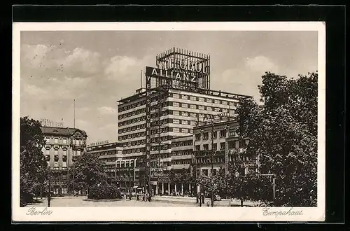 AK Berlin-Kreuzberg, Blick auf das Europahaus mit Werbung Allianz Versicherung und Odol