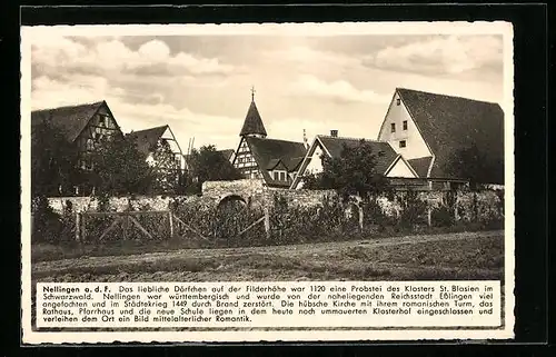 AK Nellingen a. d. F., Blick auf das Dorf