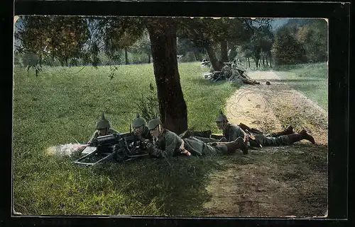 AK Soldaten der Infanterie mit MG