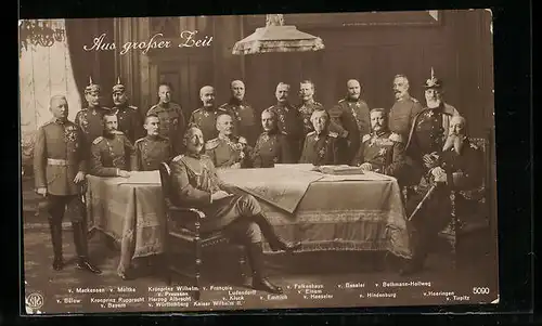 AK Aus grosser Zeit - Heerführer zusammen mit Kaiser Wilhelm II. am Konferenztisch