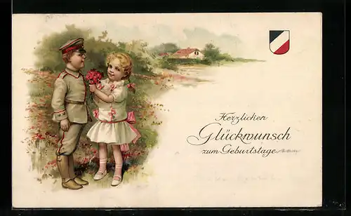 Künstler-AK Kinder Kriegspropaganda, Junge in Uniform