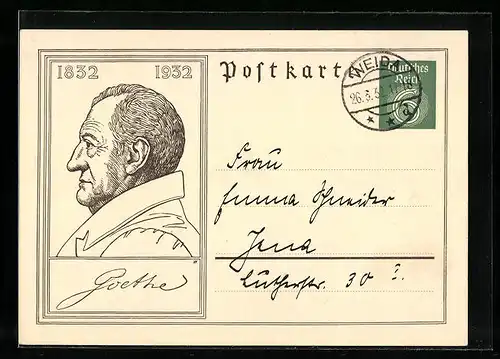 AK Goethe in Profilansicht, Ganzsache