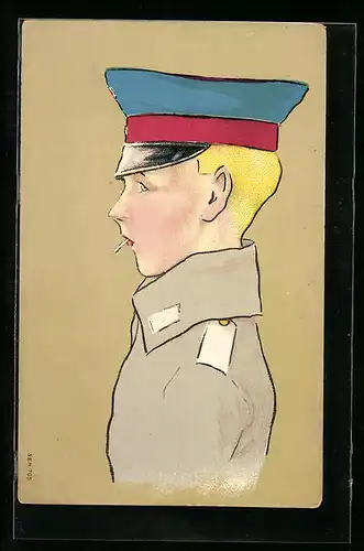 Künstler-AK Junger Soldat in Uniform