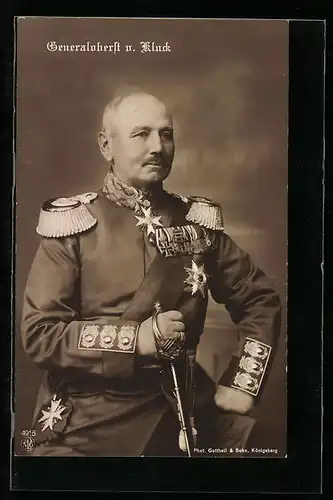 AK Generaloberst v. Kluck in Uniform mit Epauletten, Ordensspange, Eisernen Kreuzen und Säbel