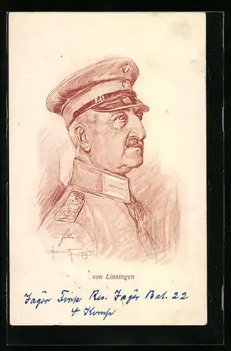 AK Heerführer von Linsingen in Uniform