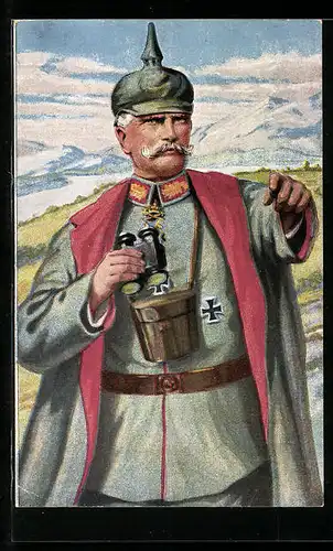 AK Heerführer General von Mackensen mit Feldstecher im Felde