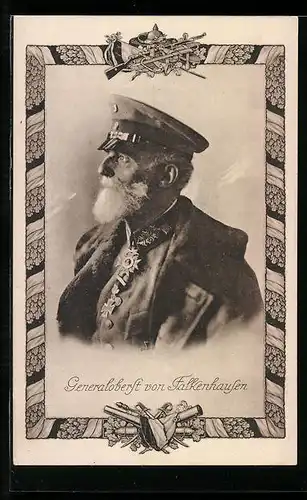 AK Heerführer Generaloberst von Falkenhausen in Uniform, Wappen