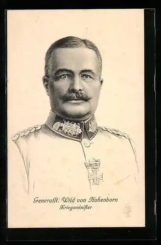 AK Kriegsminister Generalleutnant Wild von Hohenborn in Uniform