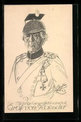 AK Heerführer Generalfeldmarschall Graf von Haeseler, Portrait als 78jähriger in Uniform