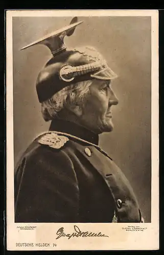 AK Heerführer Generalfeldmarschall Graf von Haeseler, Seitenportrait in Uniform