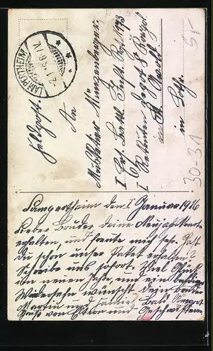 AK Fräulein Feldgrau mit Schirmmütze, Banderole in Nationalfarben