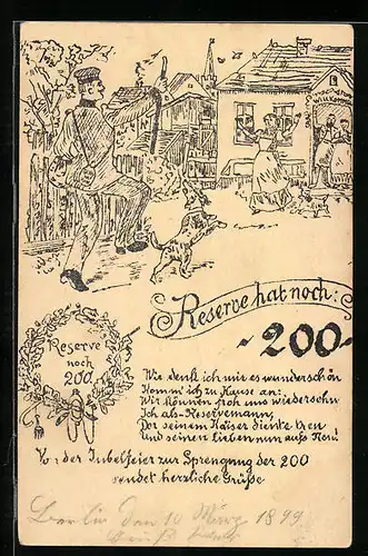 AK Reserve hat noch: 200, Heimkehr eines Soldaten, Jubelfeier Sprengung
