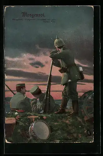 AK Infanteriesoldaten im Morgenrot