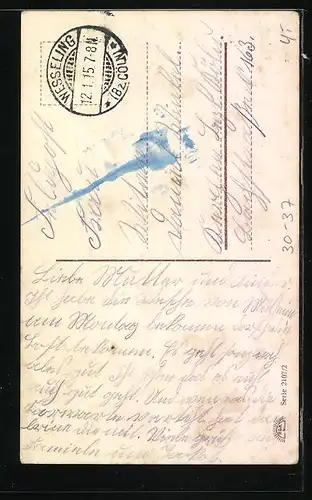 AK Steh ich in finsterer Mitternacht, Infanteriesoldat, Braut mit Lampe