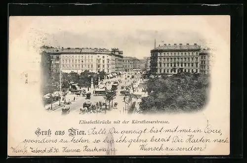 AK Wien, Elisabethbrücke mit Kärntnerstrasse