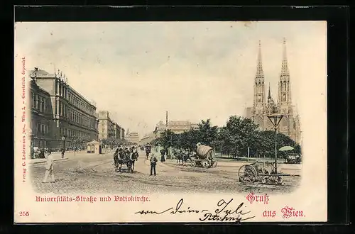 AK Wien, Universitäts-Strasse und Votivkirche