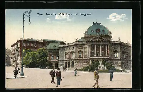 AK Wien, Deutsches Volkstheater mit Burggasse