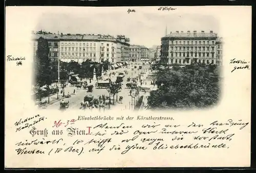 AK Wien, Elisabethbrücke mit der Kärntnerstrasse