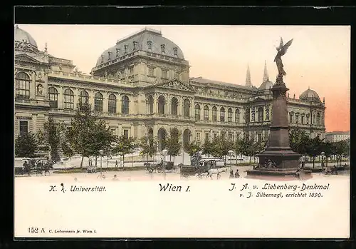 AK Wien, K. k. Universität mit Liebenberg-Denkmal