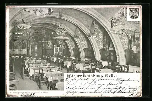 AK Wien, Gasthaus Rathaus-Keller, Innenansicht