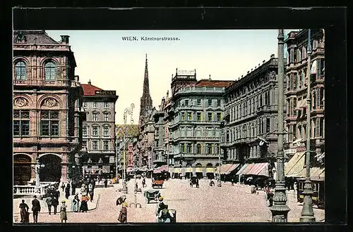 AK Wien, Kärntnerstrasse, Blick zum Stephansdom