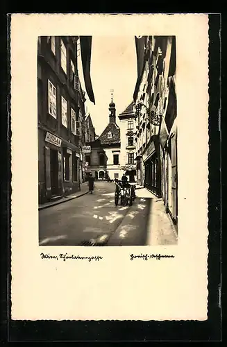 AK Wien, Schönluternstrasse mit Geschäften