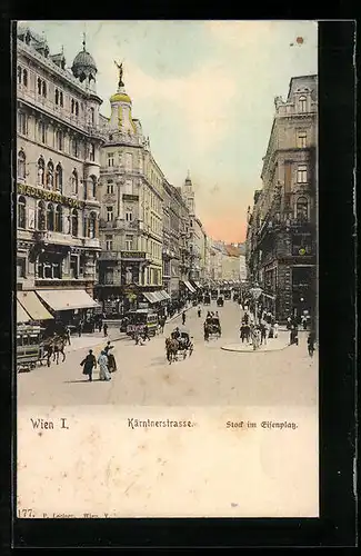 AK Wien, Kärntnerstrasse mit Riedl`s Hotel Royal, Stock im Eisenplatz