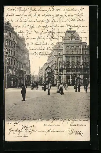 AK Wien, Kärntnerstrasse mit Palais Equitable und Touristenbüro