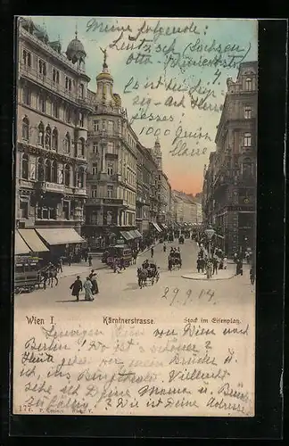 AK Wien, Kärntnerstrasse mit Riedl`s Hotel Royal, Stock im Eisenplatz