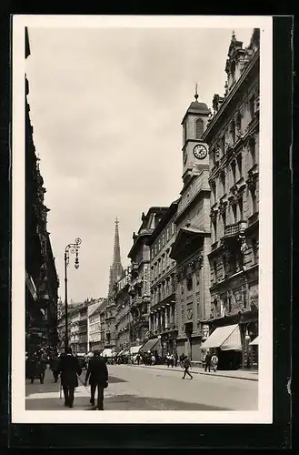 AK Wien, Kärntnerstrasse mit Pension Central und Kirche