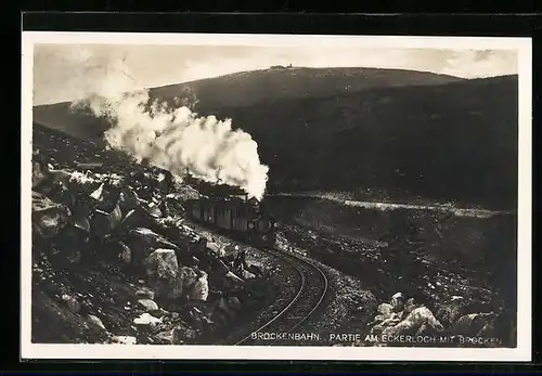 AK Brockenbahn am Eckerloch mit Brocken