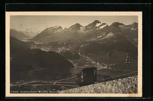 AK Drahtseilbahn Muottas Muraigl mit Bergen