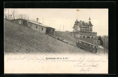 AK Gurtenklum, Bergbahn mit Ortsansicht