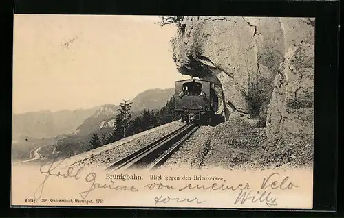 AK Brünigbahn mit Blick gegen den Brienzersee