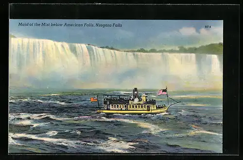 Künstler-AK Maid of the Mist below Niagara Falls, Wasserfall