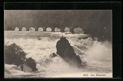 AK Schaffhausen, Rheinfall mit Brücke