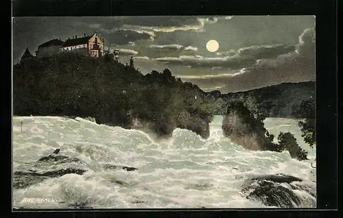 AK Schaffhausen, Rheinfall bei Vollmond