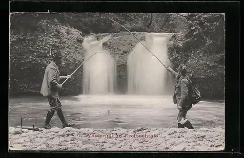 AK Freibachtal, Wasserfall mit zwei Anglern