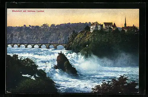 AK Schaffhausen, Rheinfall mit Schloss Laufen