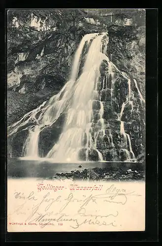 AK Gollinger Wasserfall mit Steinen