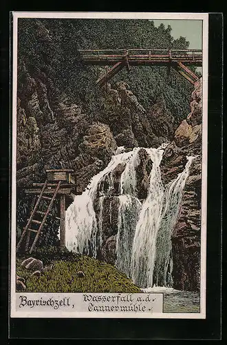 Künstler-AK Bayrischzell, Wasserfall a. d. Tannermühle