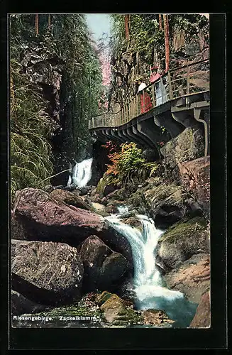 AK Zackelklamm im Riesengebirge, Wasserfall
